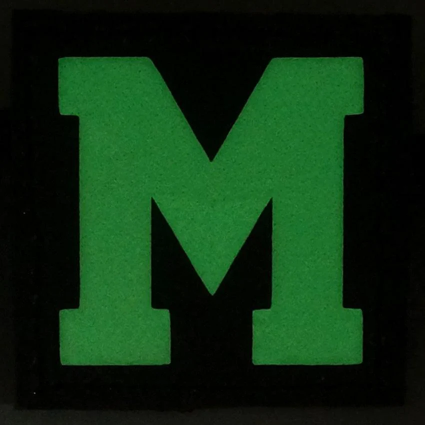 BIG LETTER M GITD PATCH - GLOW IN THE DARK - Image 2