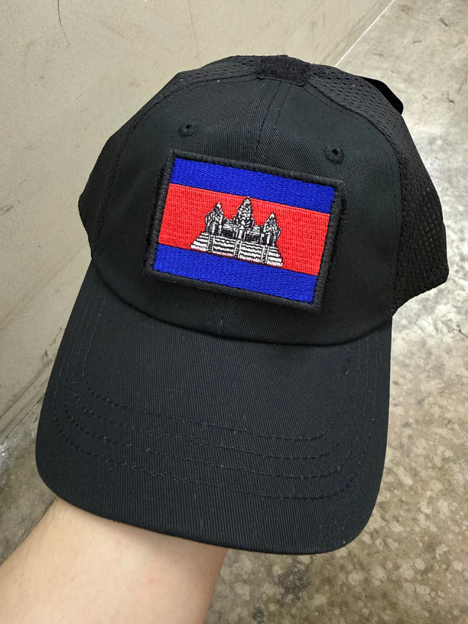 Cambodia Flag Patch - 100% Embroidery with Hook Side Velcro Backing - Image 2