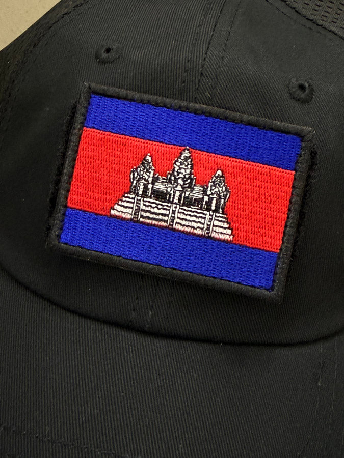 Cambodia Flag Patch - 100% Embroidery with Hook Side Velcro Backing - Image 3
