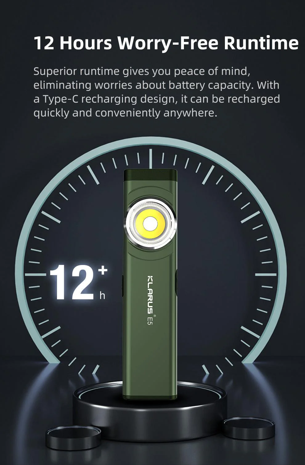 KLARUS E5 Dual Light EDC Flashlight (Magnetic Base, 470 Lumens) - Image 16