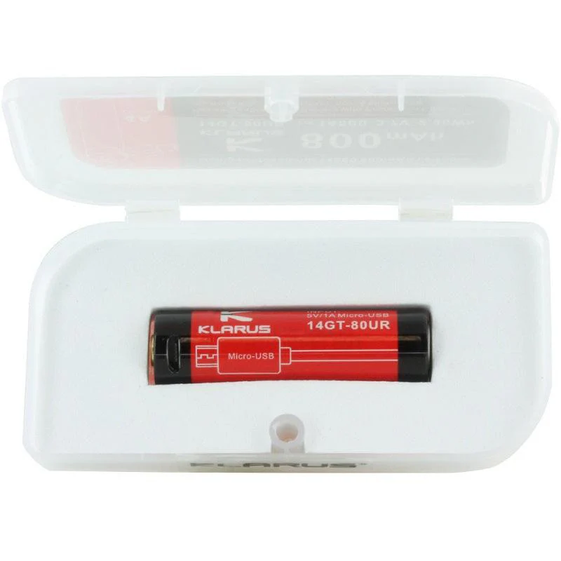 KLARUS 14GT-80UR 14500 800MAH 3.7V PROTECTED LITHIUM ION (LI-ION) HIGH-DRAIN 4A BUTTON TOP BATTERY WITH MICRO USB CHARGING PORT - Image 4