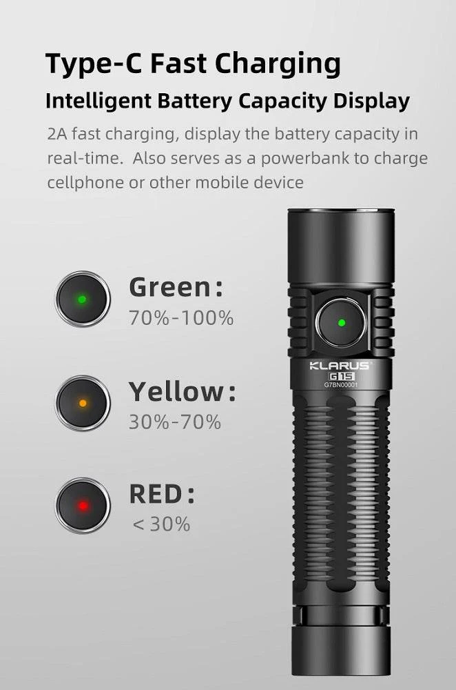 KLARUS G15 V2 USB-C- RECHARGEABLE LED FLASHLIGHT - CREE XHP70.2 (INCLUDES 1 X 21700) - 4200 LUMENS - Image 15