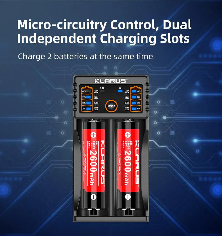 KLARUS K2 COMPACT SUPER HYBRID DUAL-BAY USB SMART CHARGER - Image 10
