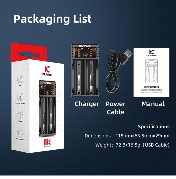 KLARUS K2 COMPACT SUPER HYBRID DUAL-BAY USB SMART CHARGER - Image 17