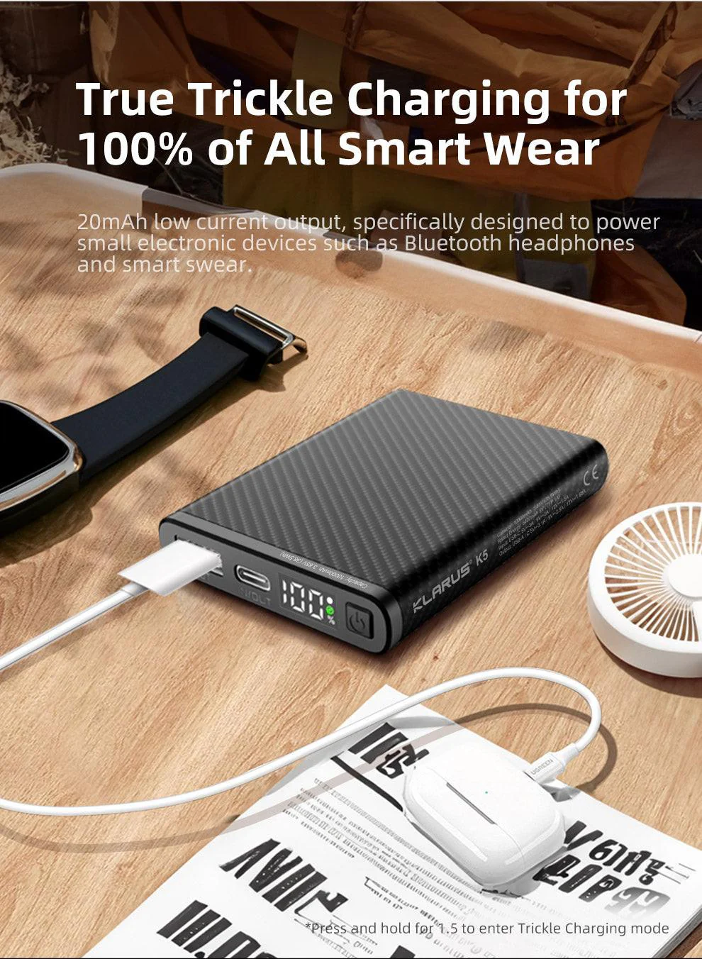 KLARUS K5 CARBON FIBER LIGHTWEIGHT IPX8 WATERPROOF POWERBANK 10000mAh - Image 12