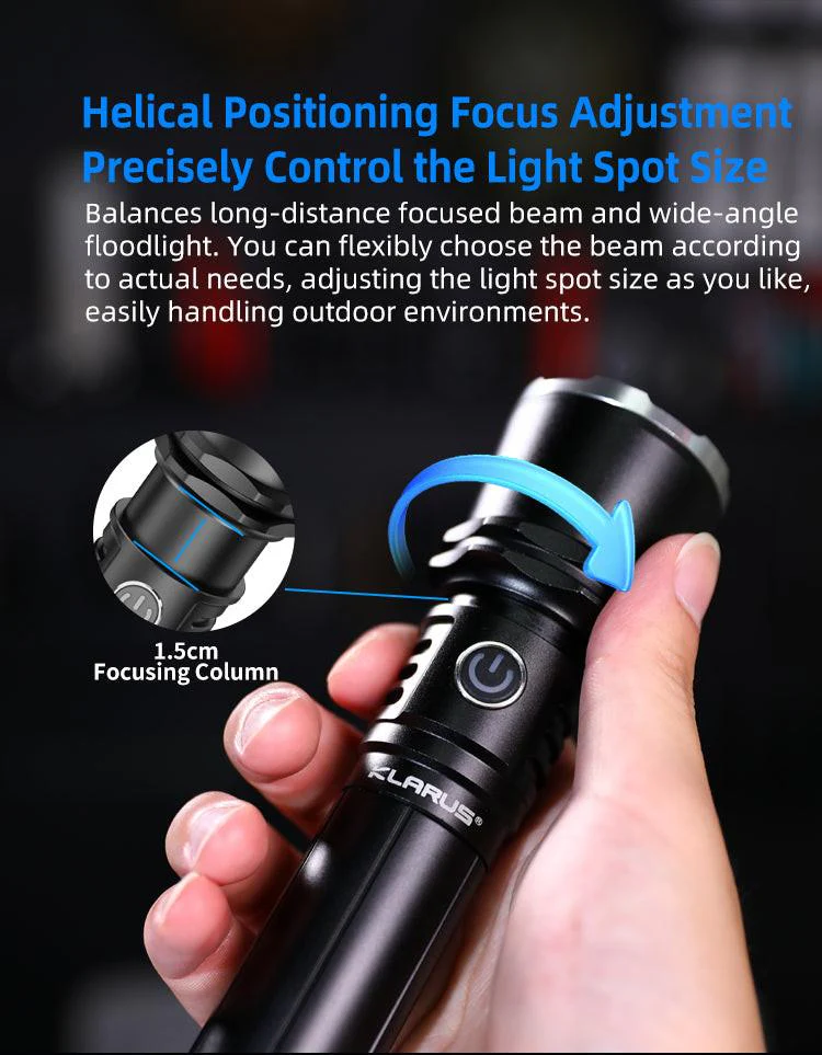 KLARUS A3 Zoomable Flashlight 2200 Lumens, 750m Throw (21700 Battery Included) - Image 13