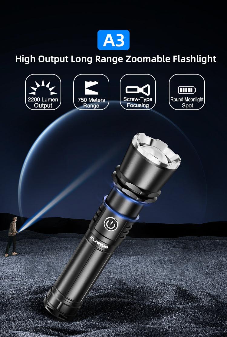 KLARUS A3 Zoomable Flashlight 2200 Lumens, 750m Throw (21700 Battery Included) - Image 8