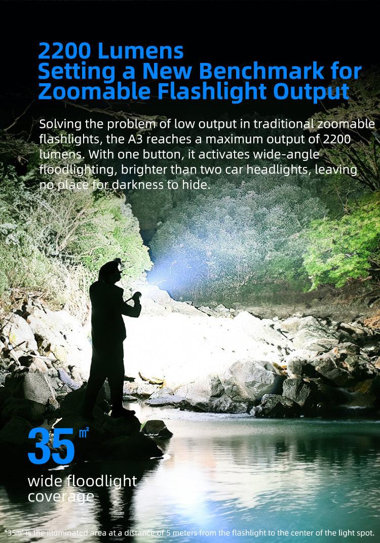 KLARUS A3 Zoomable Flashlight 2200 Lumens, 750m Throw (21700 Battery Included) - Image 9