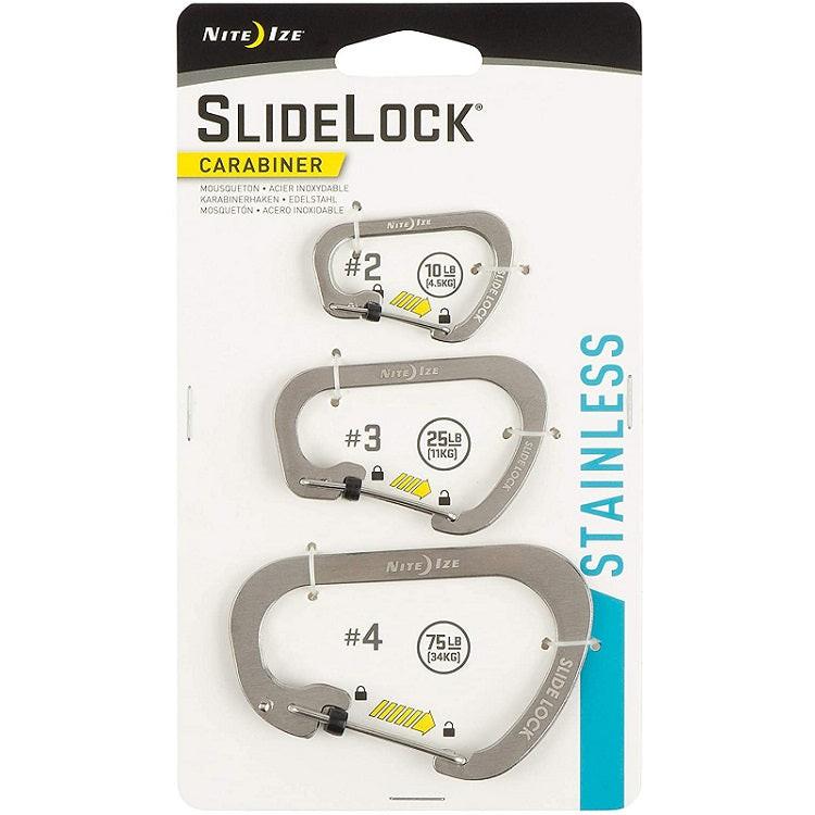 Nite Ize SlideLock Carabiner (Stainless Steel) 3-Pack - Silver