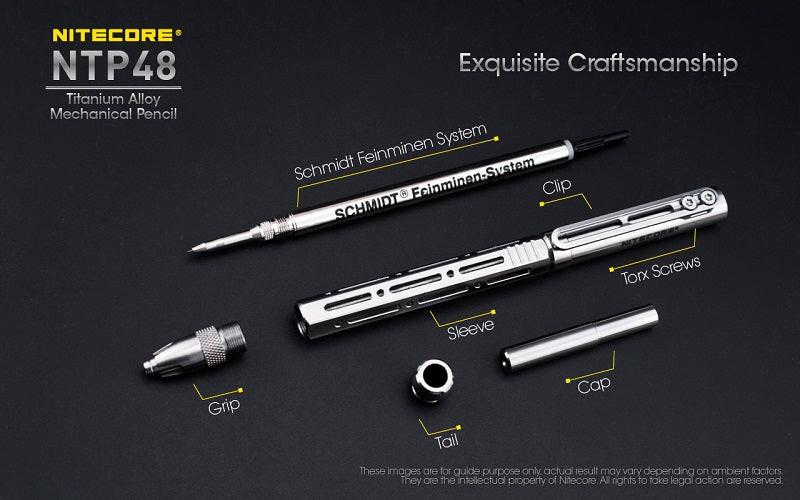 NITECORE NTP48 TITANIUM ALLOY MECHANICAL PENCIL - GLOSS SILVER - Image 11