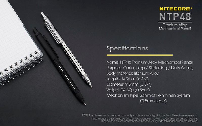 NITECORE NTP48 TITANIUM ALLOY MECHANICAL PENCIL - GLOSS SILVER - Image 12