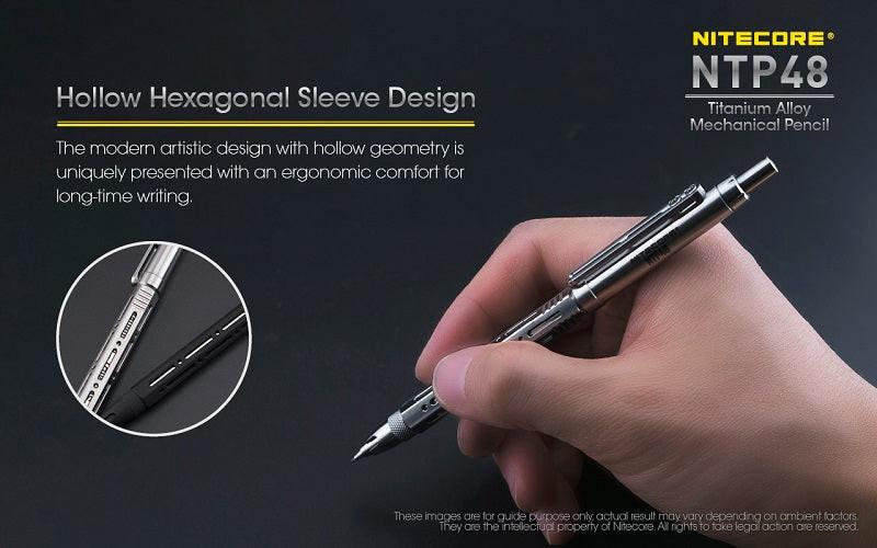 NITECORE NTP48 TITANIUM ALLOY MECHANICAL PENCIL - GLOSS SILVER - Image 6