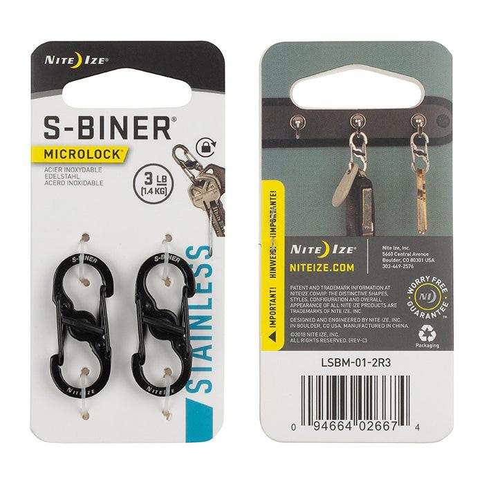 NITEIZE S-BINER MICROLOCK - STAINLESS STEEL DOUBLE-GATED 2-PACK - BLACK - Image 2