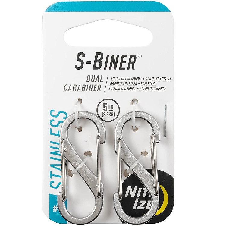 NITEIZE STEEL S-BINER SIZE 1 (TWIN PACK) - SILVER