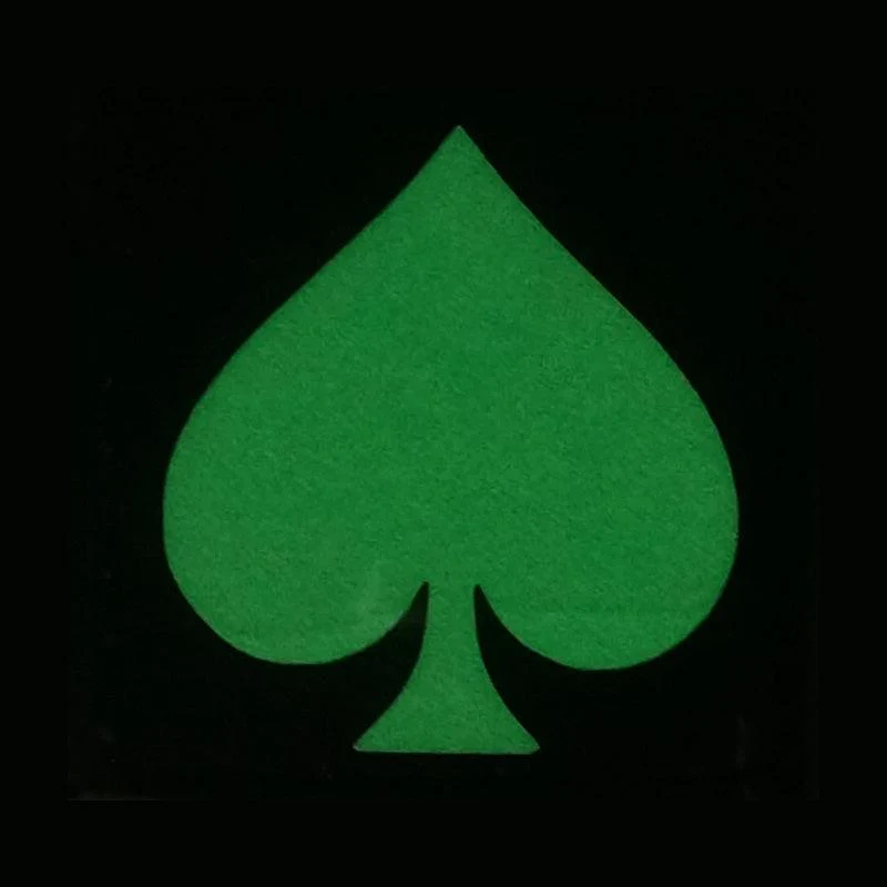 PLAYING CARD SYMBOL SPADES GITD PATCH - GLOW IN THE DARK - Image 2