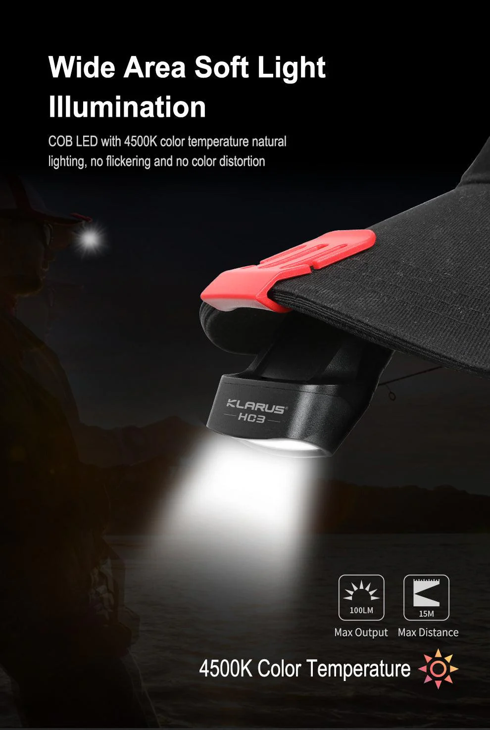 KLARUS HC3 Rechargeable Headlamp (Visor Clip, Motion Sensor) 100 Lumens - Image 12