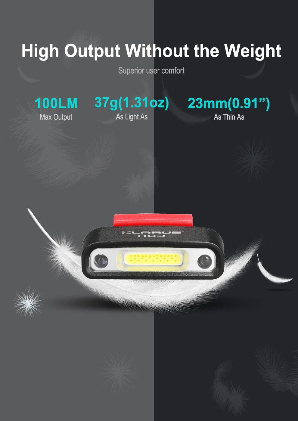 KLARUS HC3 Rechargeable Headlamp (Visor Clip, Motion Sensor) 100 Lumens - Image 8