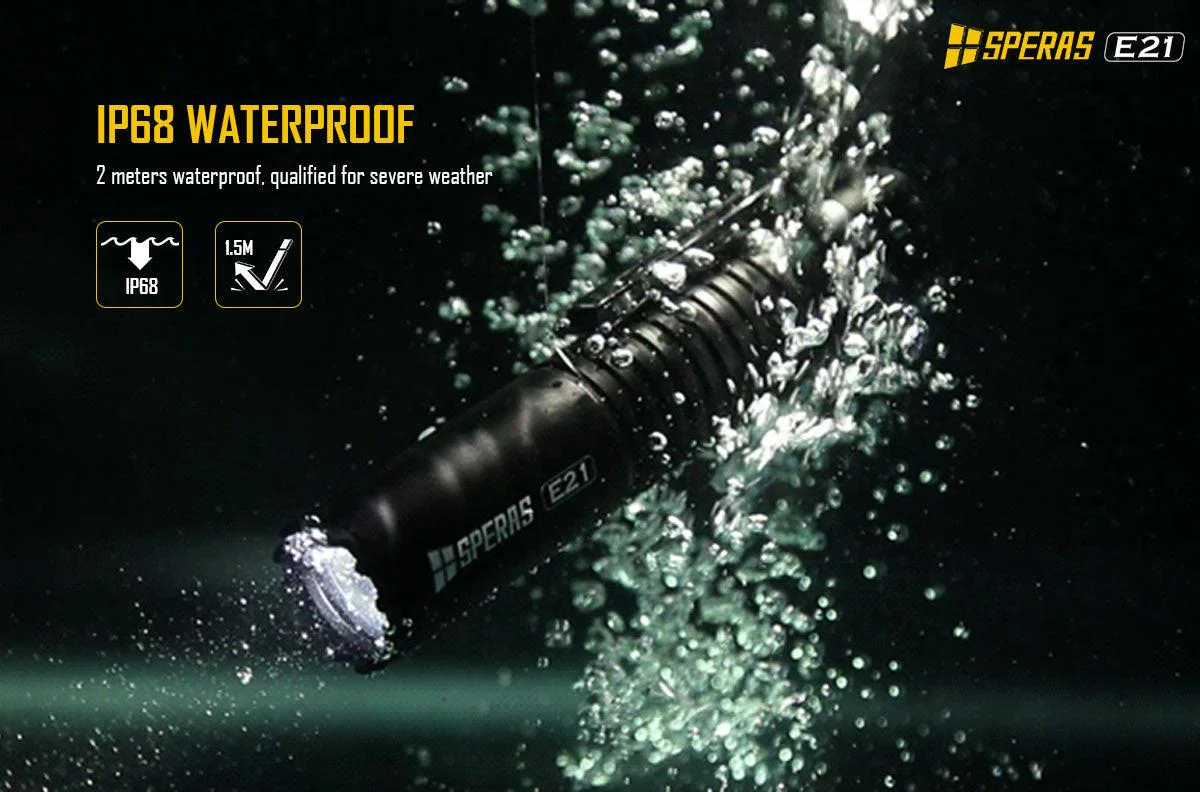 SPERAS E21 EDC TACTICAL 2-IN-1 RECHARGEABLE FLASHLIGHTS 2000 LUMENS, 1 x 21700 (BLACK) - Image 8