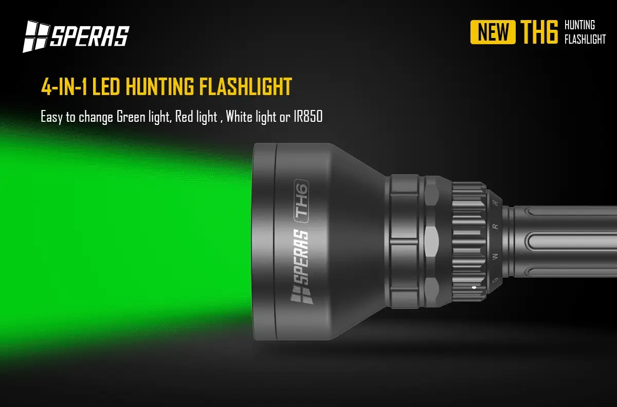 SPERAS TH6 RECHARGEABLE 4-IN-1 LED HUNTING FLASHLIGHT 600 LUMENS THROW 1173 METERS, 1 X 21700 (BLACK) - Image 12