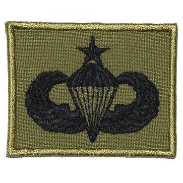 US Senior Parachutist Badge Embroidered Patch (Olive Green)
