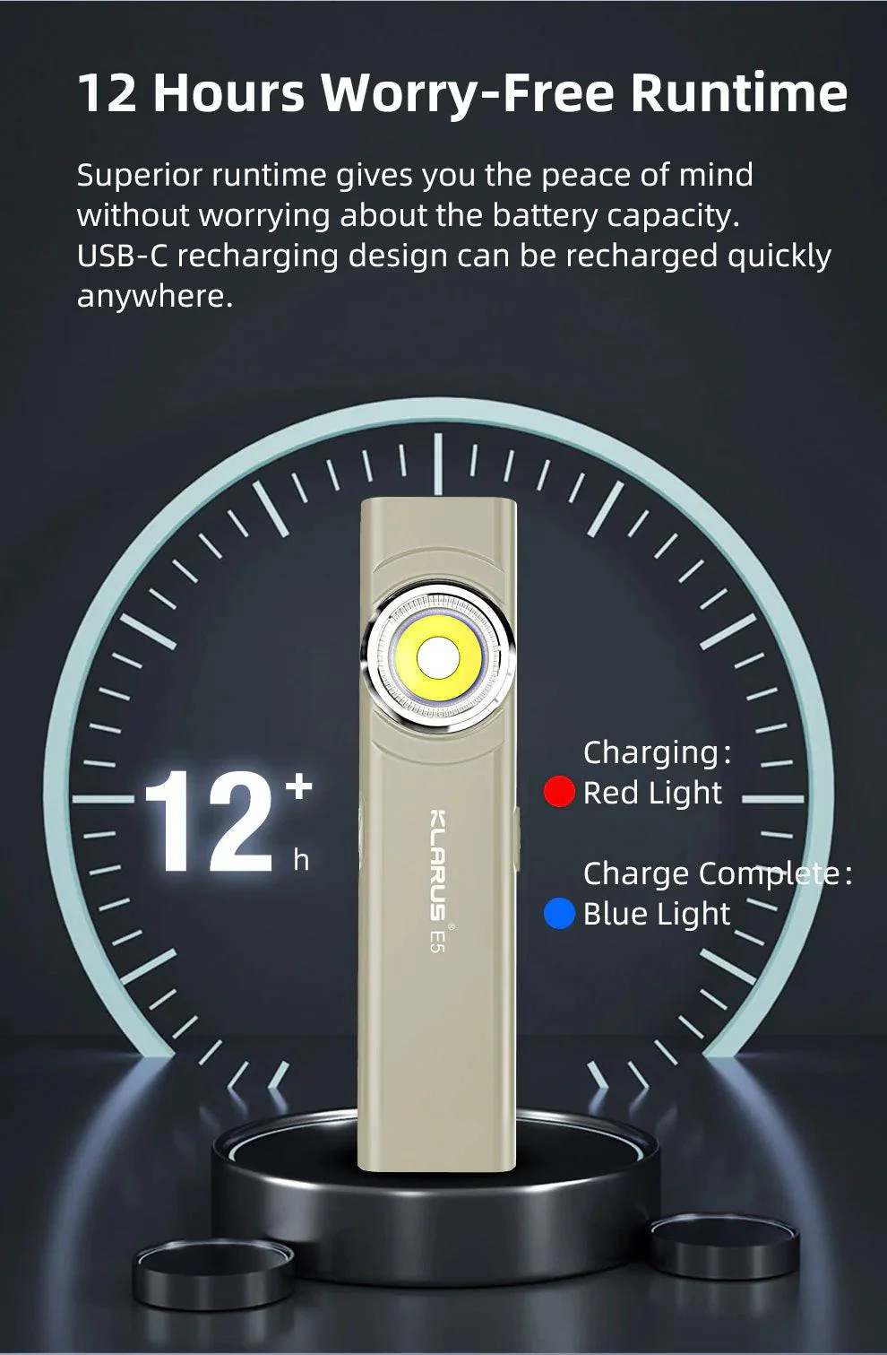 KLARUS E5 USB-C Rechargeable EDC Flashlight (600 Lumens, Magnetic Base) - Image 16