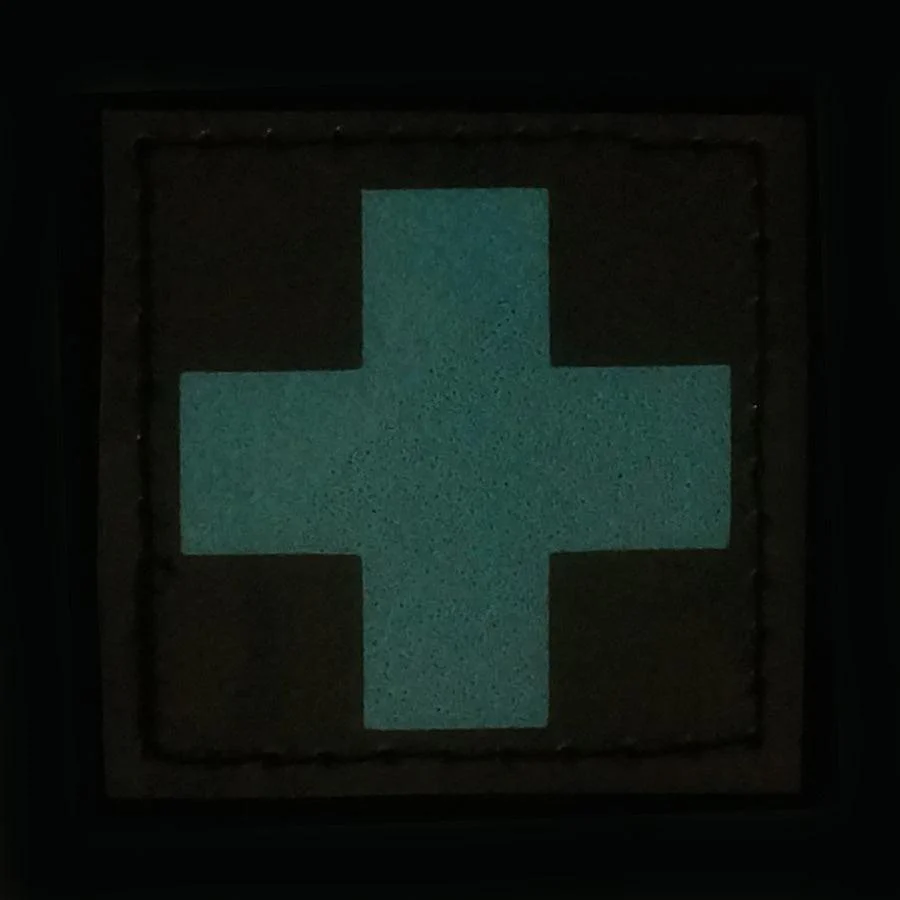 Velcro Medical Patch - Blue Glow-in-the-Dark Cross (3.3cm) - Image 2